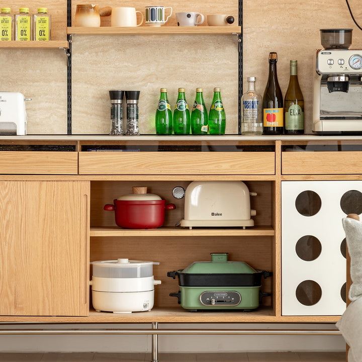 Scandinavian oak wood sintered stone cabinet timeless in real life style.