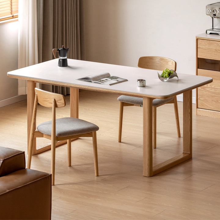 Scandinavian oak wood sintered stone dining table anchor primary product view.