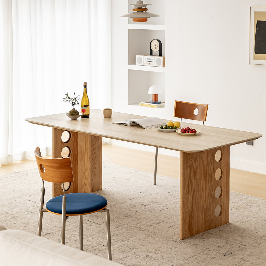 Scandinavian oak wood sintered stone dining table timeless primary product view.