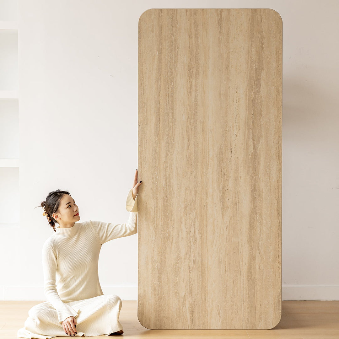 Scandinavian oak wood sintered stone dining table timeless environmental situation.