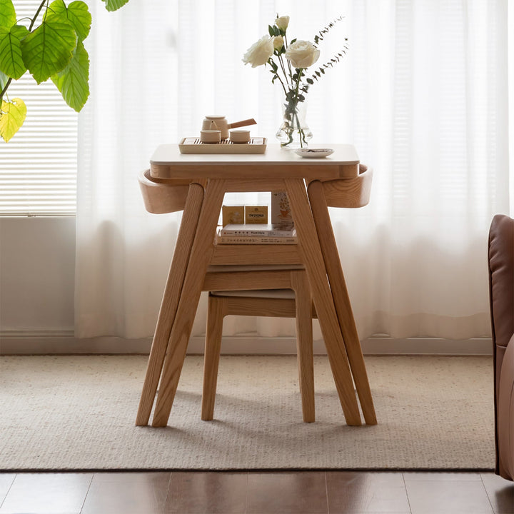 Scandinavian oak wood sintered stone stackable dining table set noki size charts.