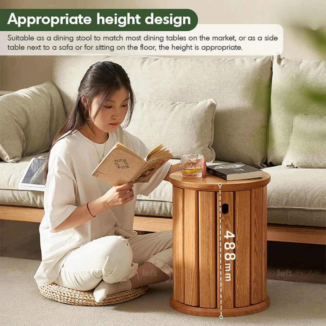 Scandinavian Oak Wood Stackable Stool HARVEST