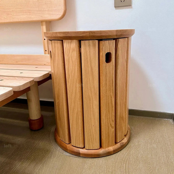 Scandinavian Oak Wood Stackable Stool HARVEST