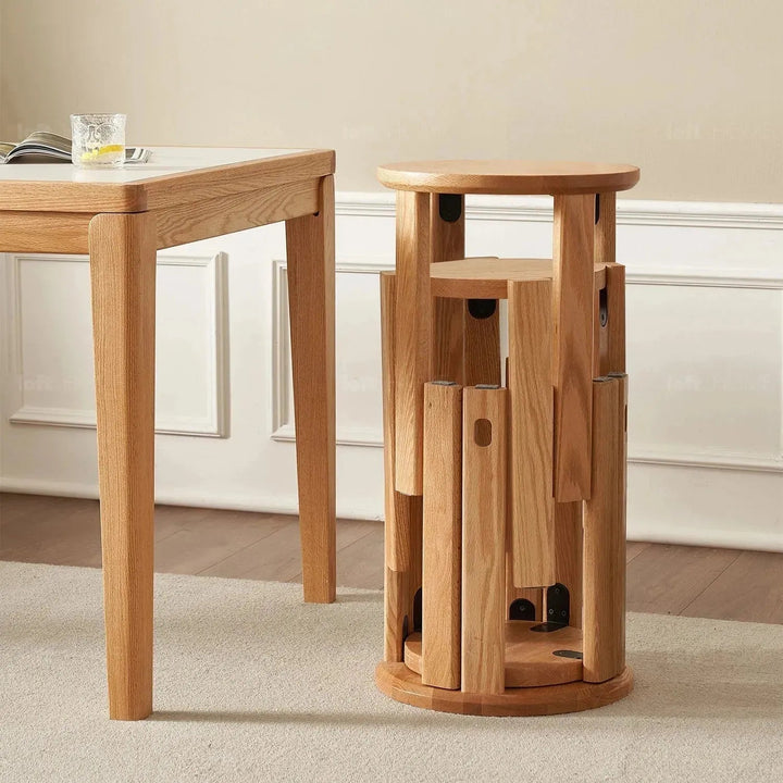 Scandinavian Oak Wood Stackable Stool HARVEST