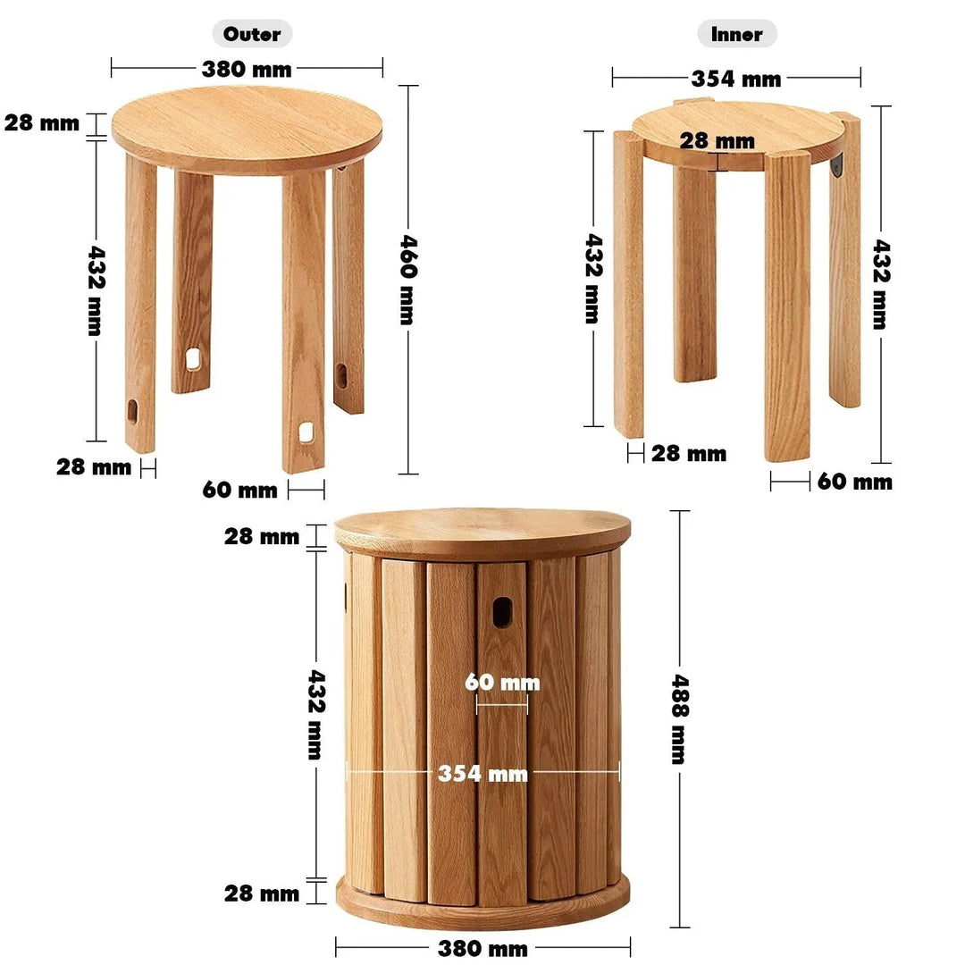 Scandinavian Oak Wood Stackable Stool HARVEST