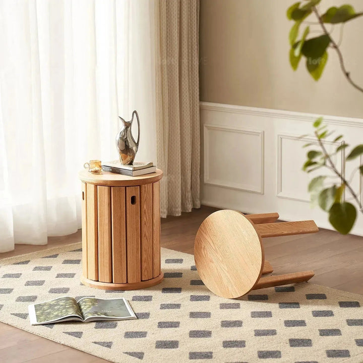 Scandinavian Oak Wood Stackable Stool HARVEST