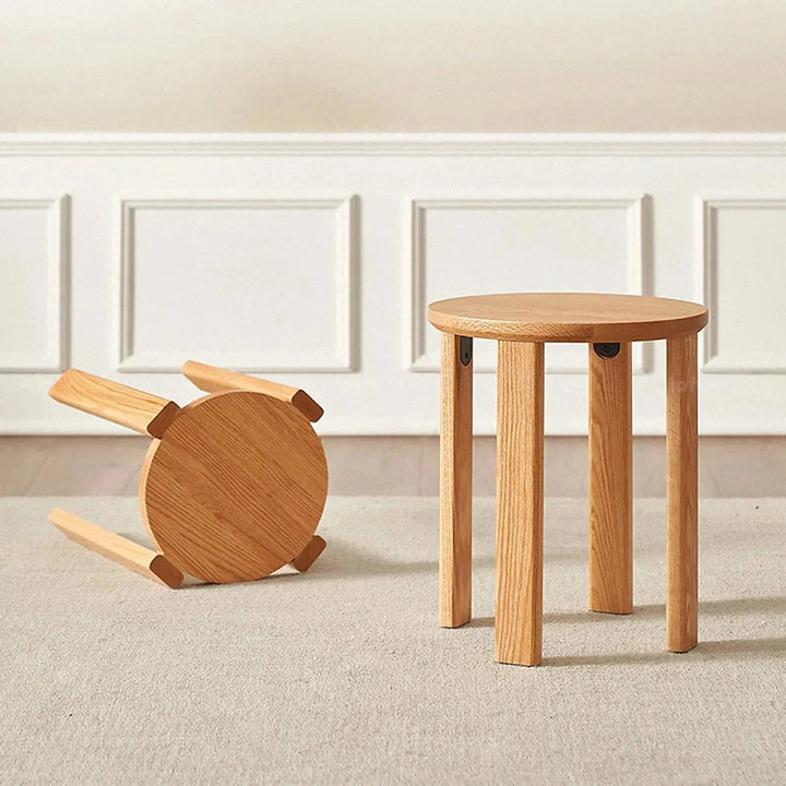 Scandinavian Oak Wood Stackable Stool HARVEST
