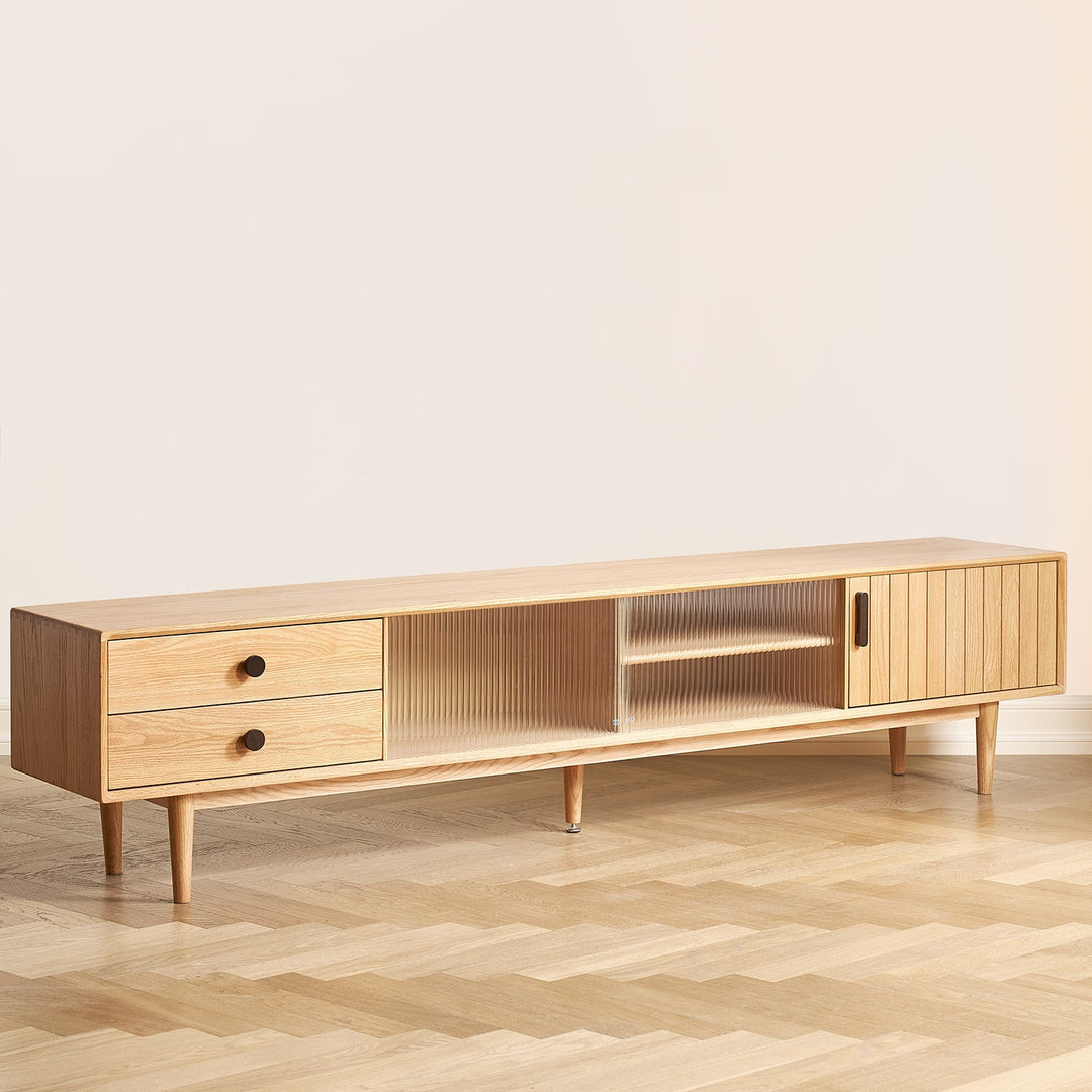 Scandinavian oak wood tv console danya material variants.