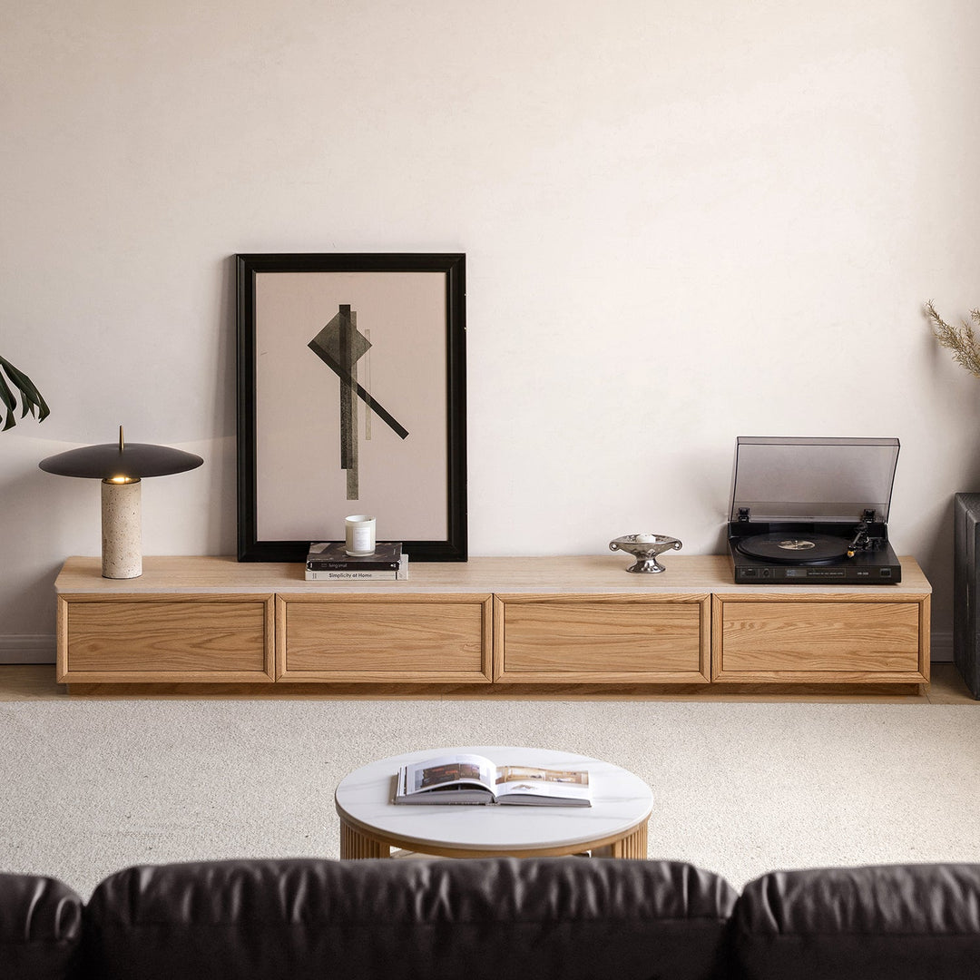 Scandinavian oak wood tv console rockwell in details.