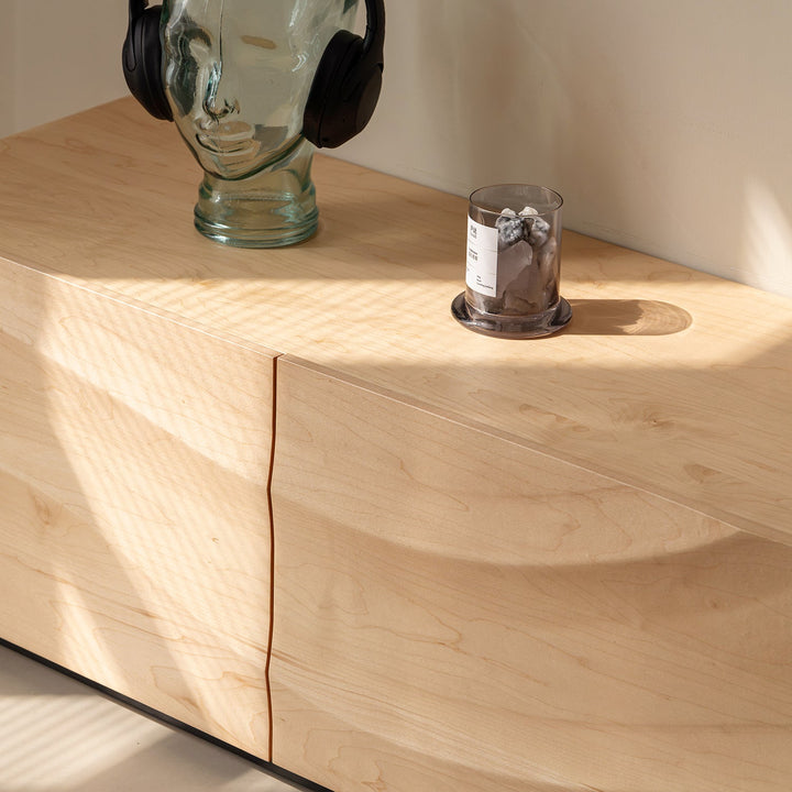 Scandinavian oak wood tv console wave environmental situation.