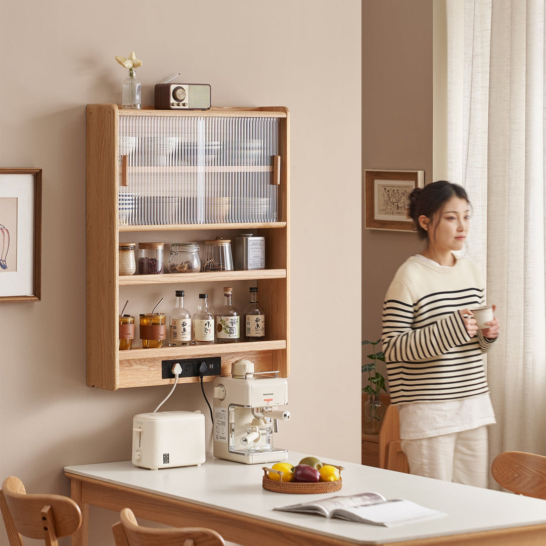 Scandinavian oak wood wall hanging cabinet hemu primary product view.