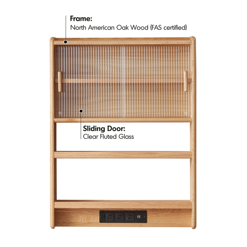 more material details of Scandinavian Oak Wood Wall Hanging Cabinet HEMU