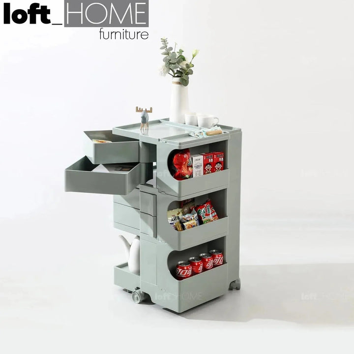 Contemporary Plastic Wheeled Trolley Side Table BOBY LARGE