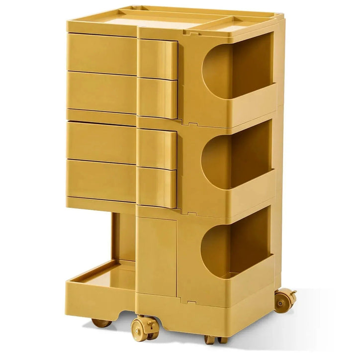 Contemporary plastic wheeled trolley side table boby large environmental situation.