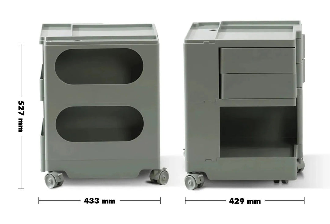 Contemporary plastic wheeled trolley side table boby small size charts.