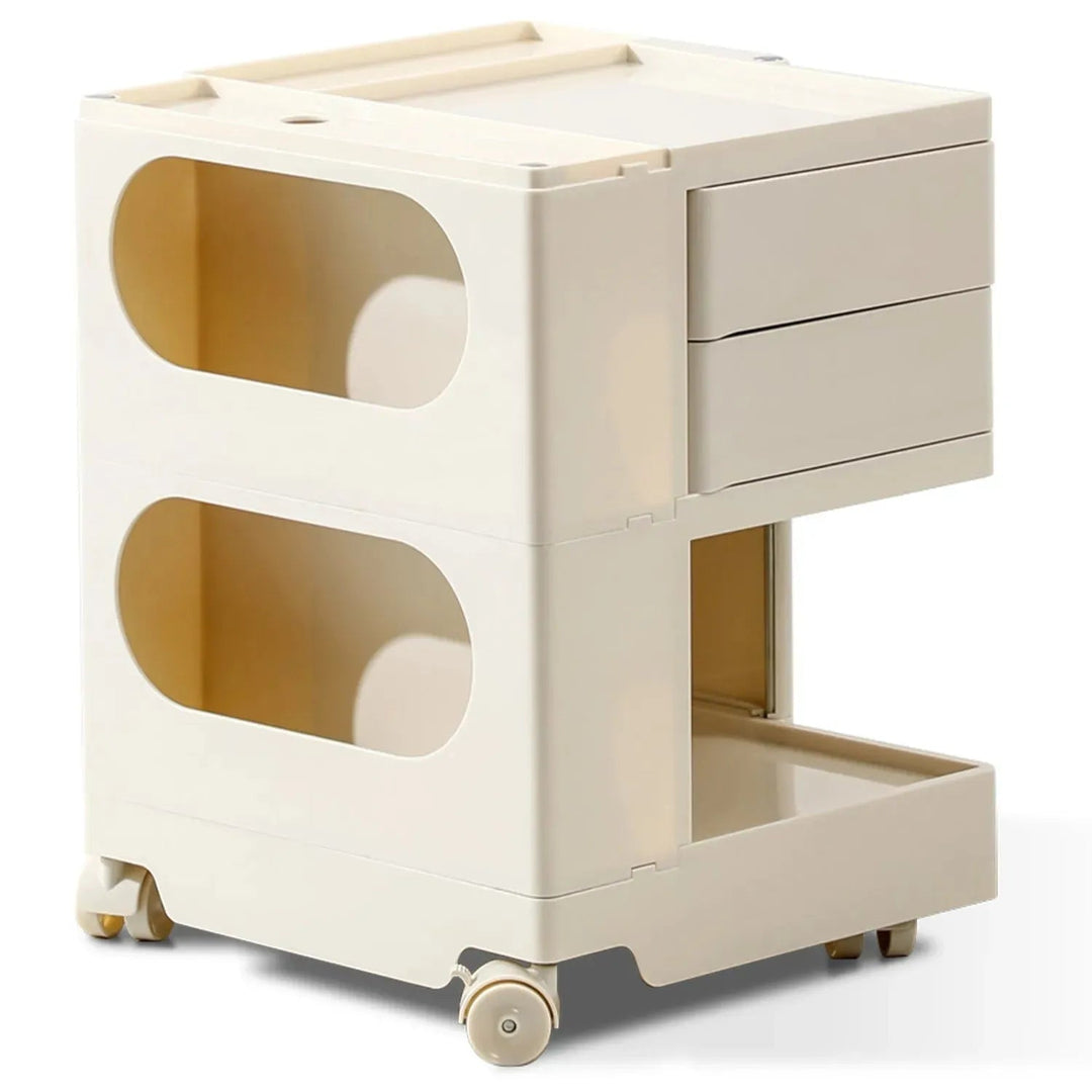 Contemporary plastic wheeled trolley side table boby small layered structure.