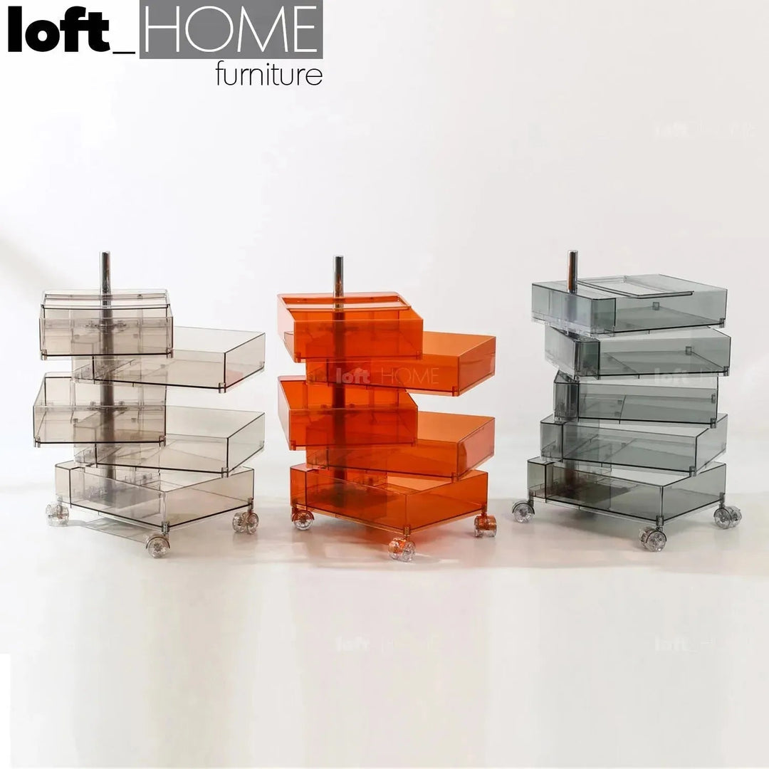 Contemporary Plastic Wheeled Trolley Side Table ROLLY CLEAR