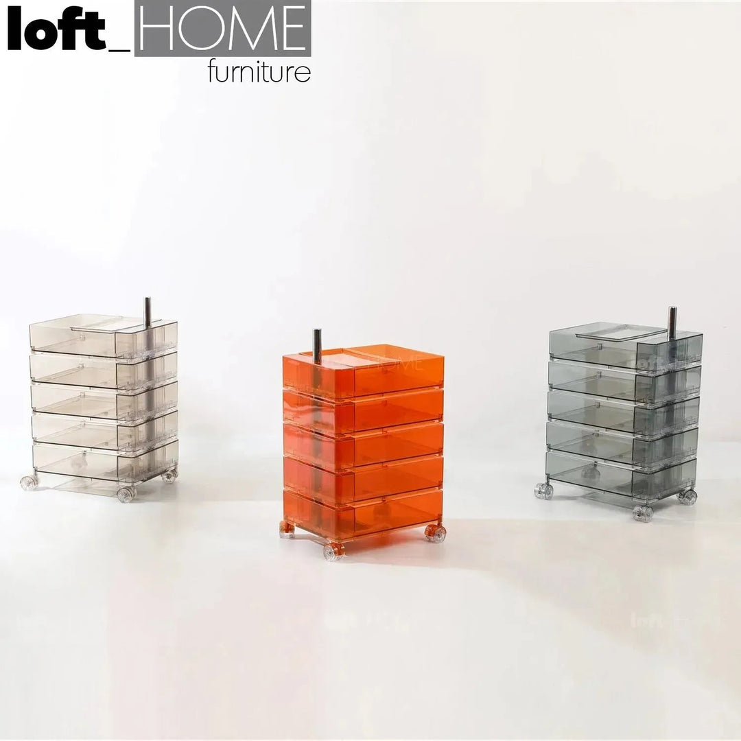 Contemporary Plastic Wheeled Trolley Side Table ROLLY CLEAR