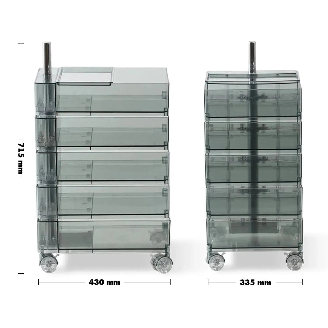 Contemporary Plastic Wheeled Trolley Side Table ROLLY CLEAR