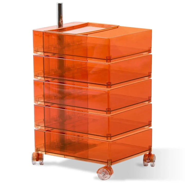 Contemporary Plastic Wheeled Trolley Side Table ROLLY CLEAR