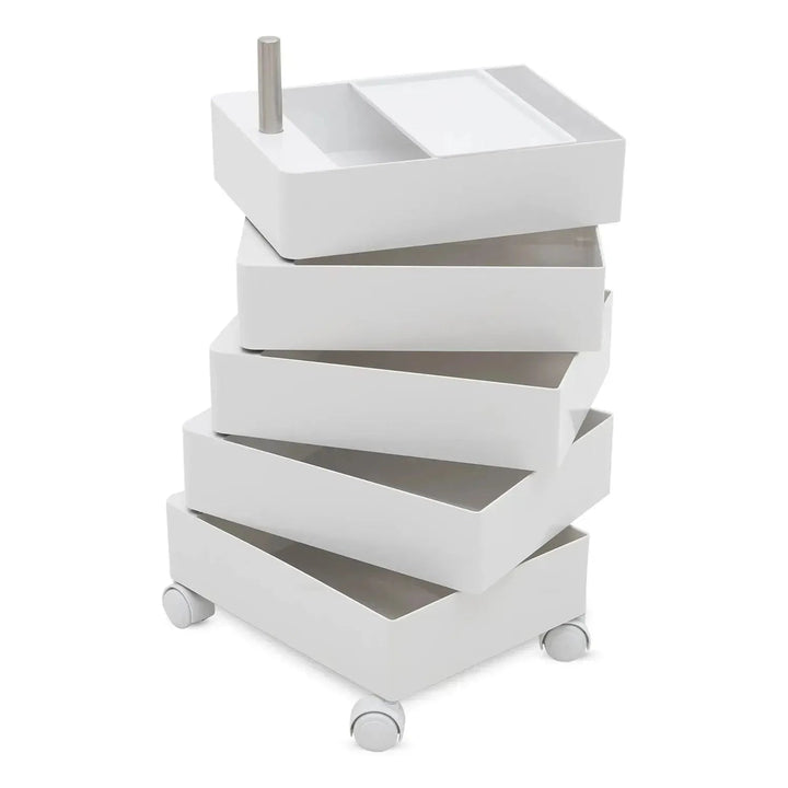 Contemporary plastic wheeled trolley side table rolly detail 2.