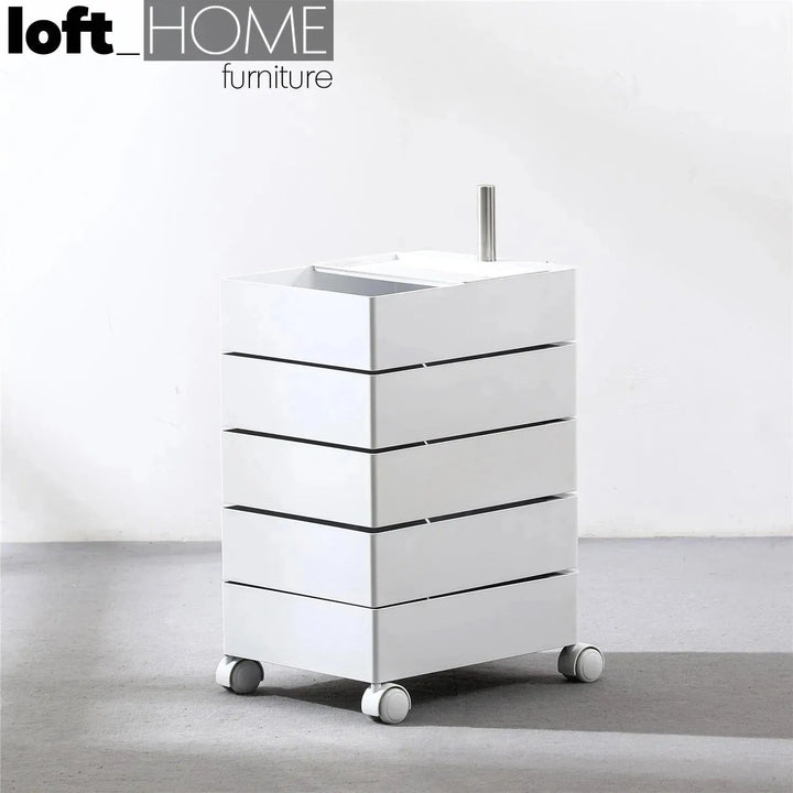 Contemporary plastic wheeled trolley side table rolly environmental situation.