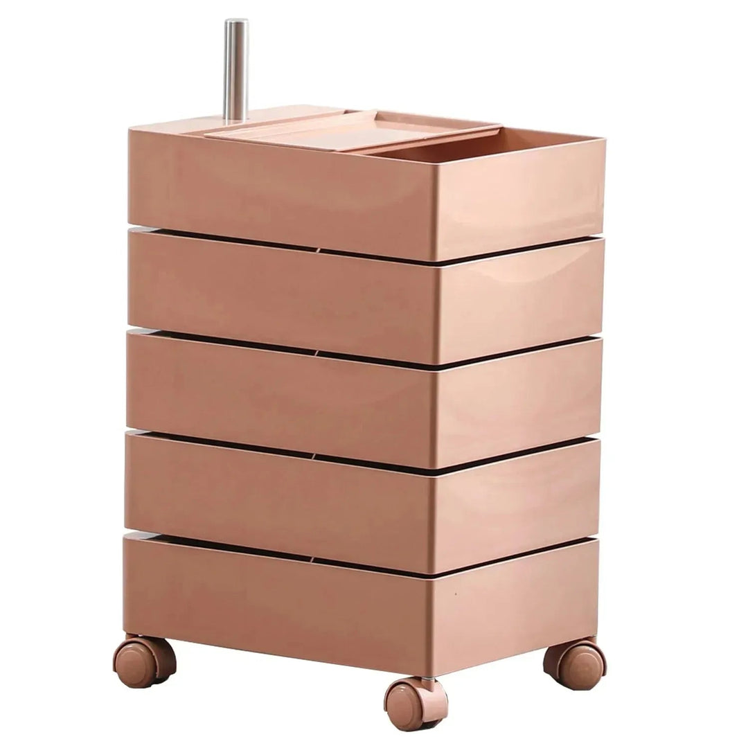 Contemporary plastic wheeled trolley side table rolly detail 5.