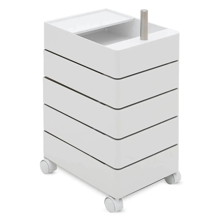 Contemporary plastic wheeled trolley side table rolly detail 3.