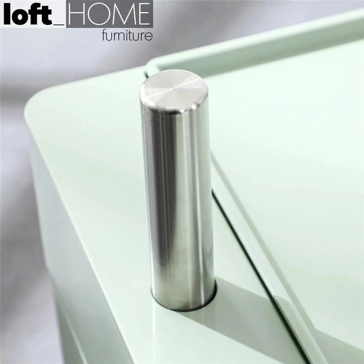 Contemporary plastic wheeled trolley side table rolly in details.