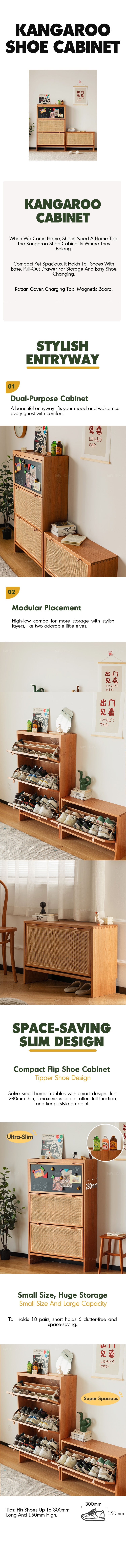 Scandinavian Rattan Shoe Cabinet KANGAROO More Details and Instruction