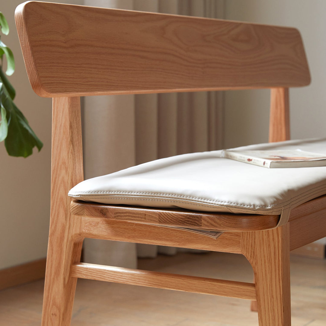Scandinavian removable padded bench cushion cheese with context.