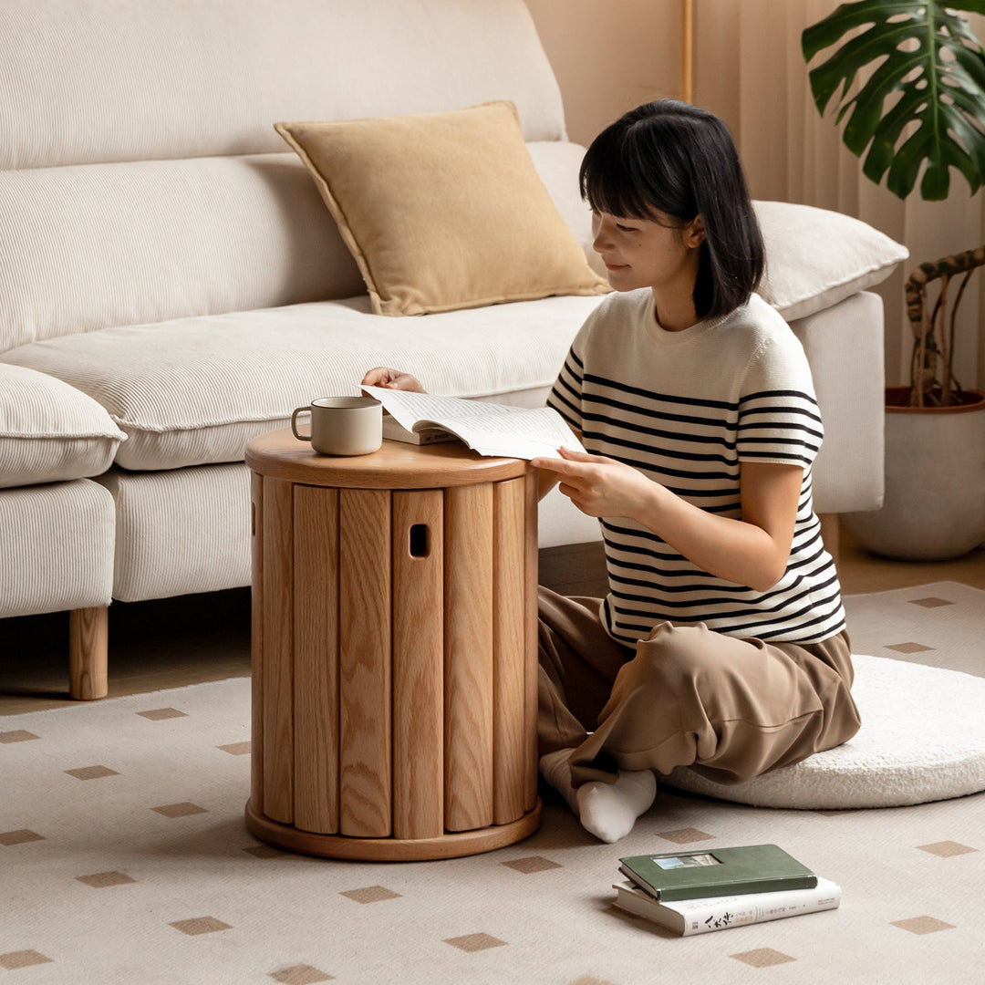 Scandinavian rubber wood stackable stool with wheels friday material variants.