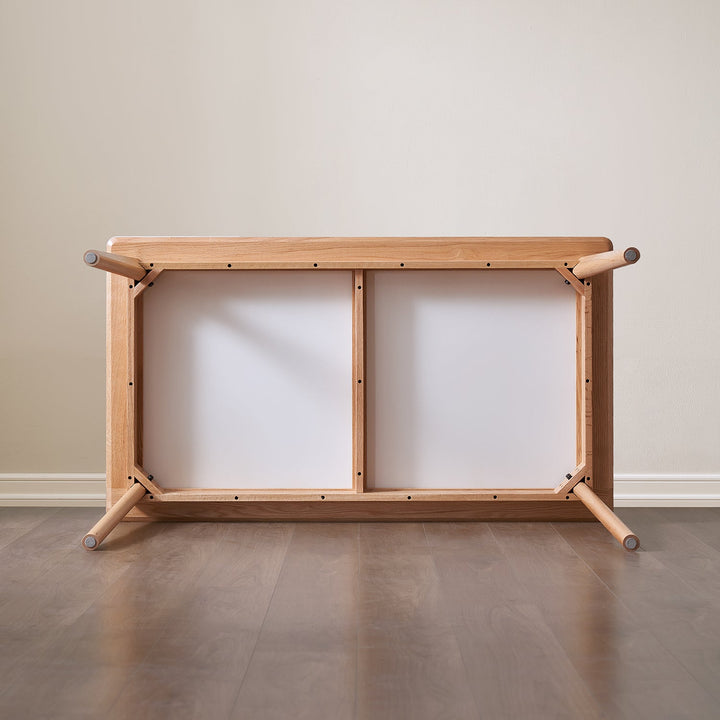 Scandinavian sintered stone oak wood dining table jaden in still life.