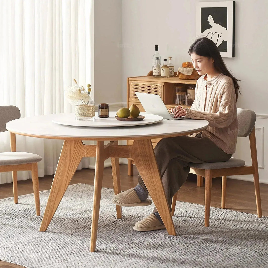 Scandinavian sintered stone round dining table belly detail 4.