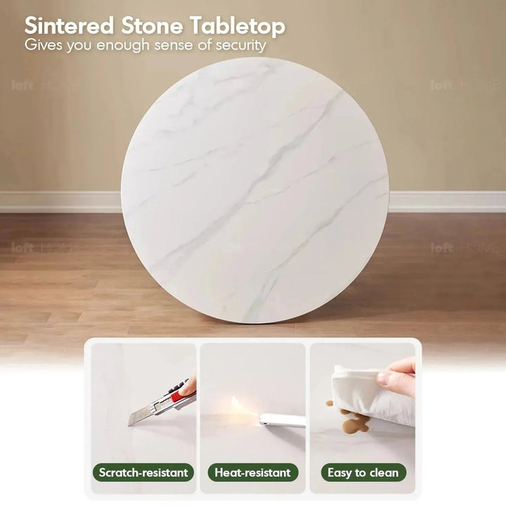 Scandinavian Sintered Stone Round Dining Table BELLY