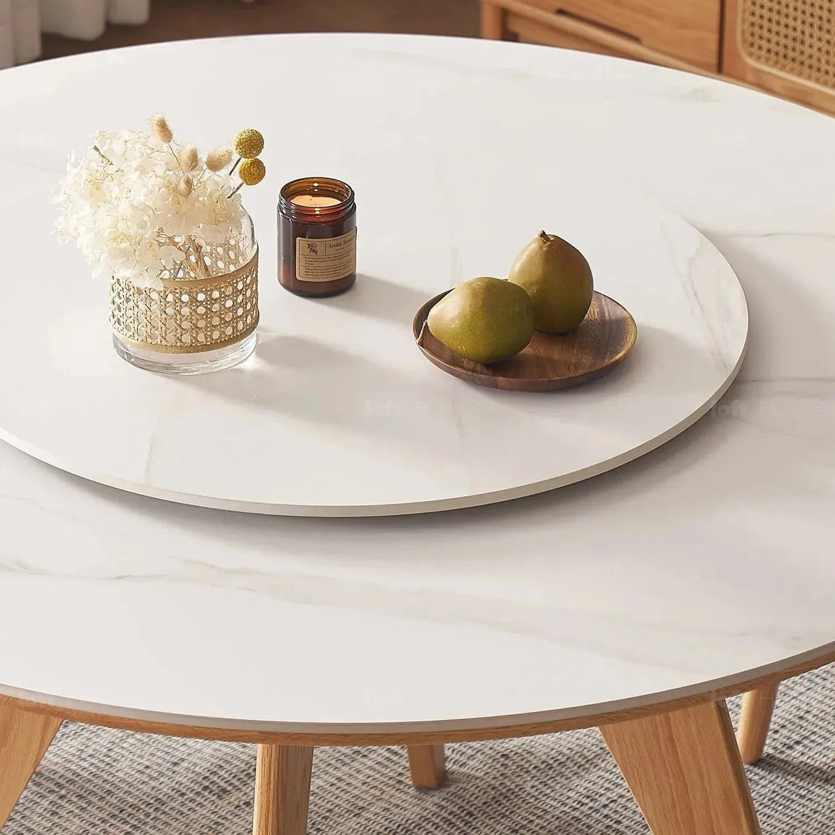 Scandinavian sintered stone round dining table belly detail 11.