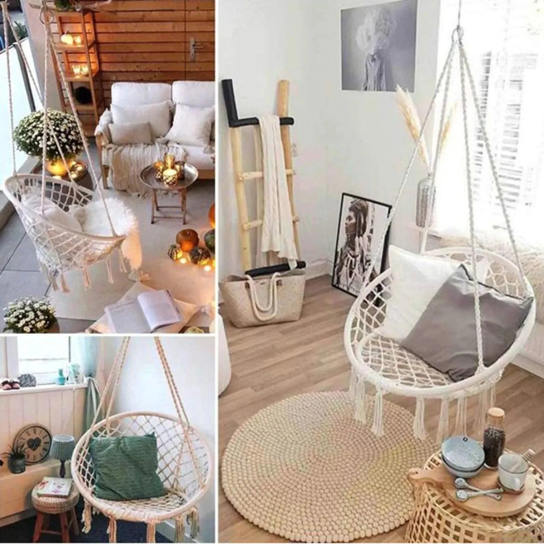 Scandinavian Woven Rope Hanging Chair 1 Seater Sofa NET