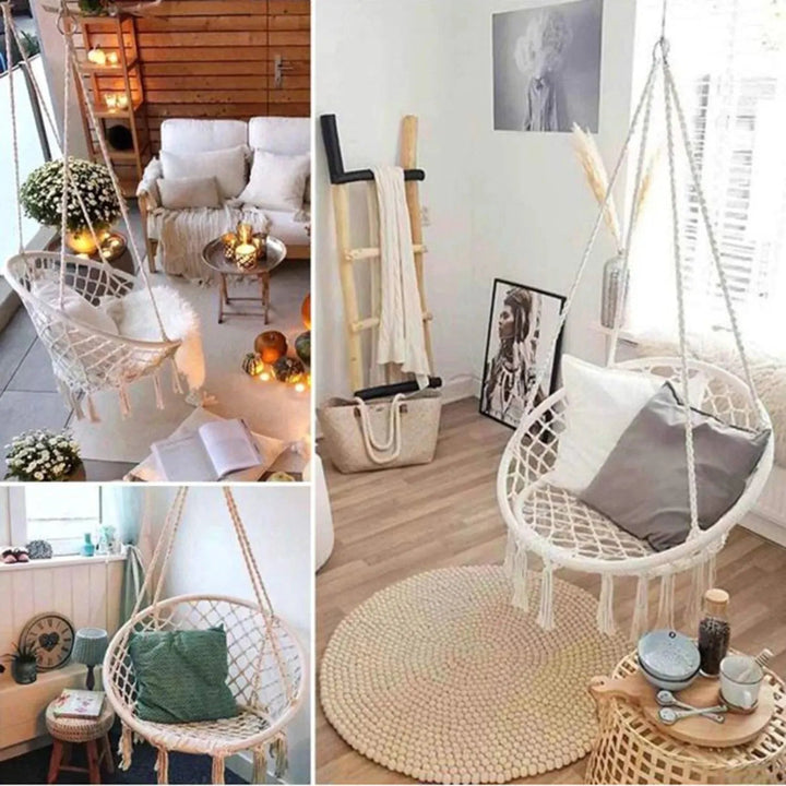 Scandinavian Woven Rope Hanging Chair 1 Seater Sofa NET