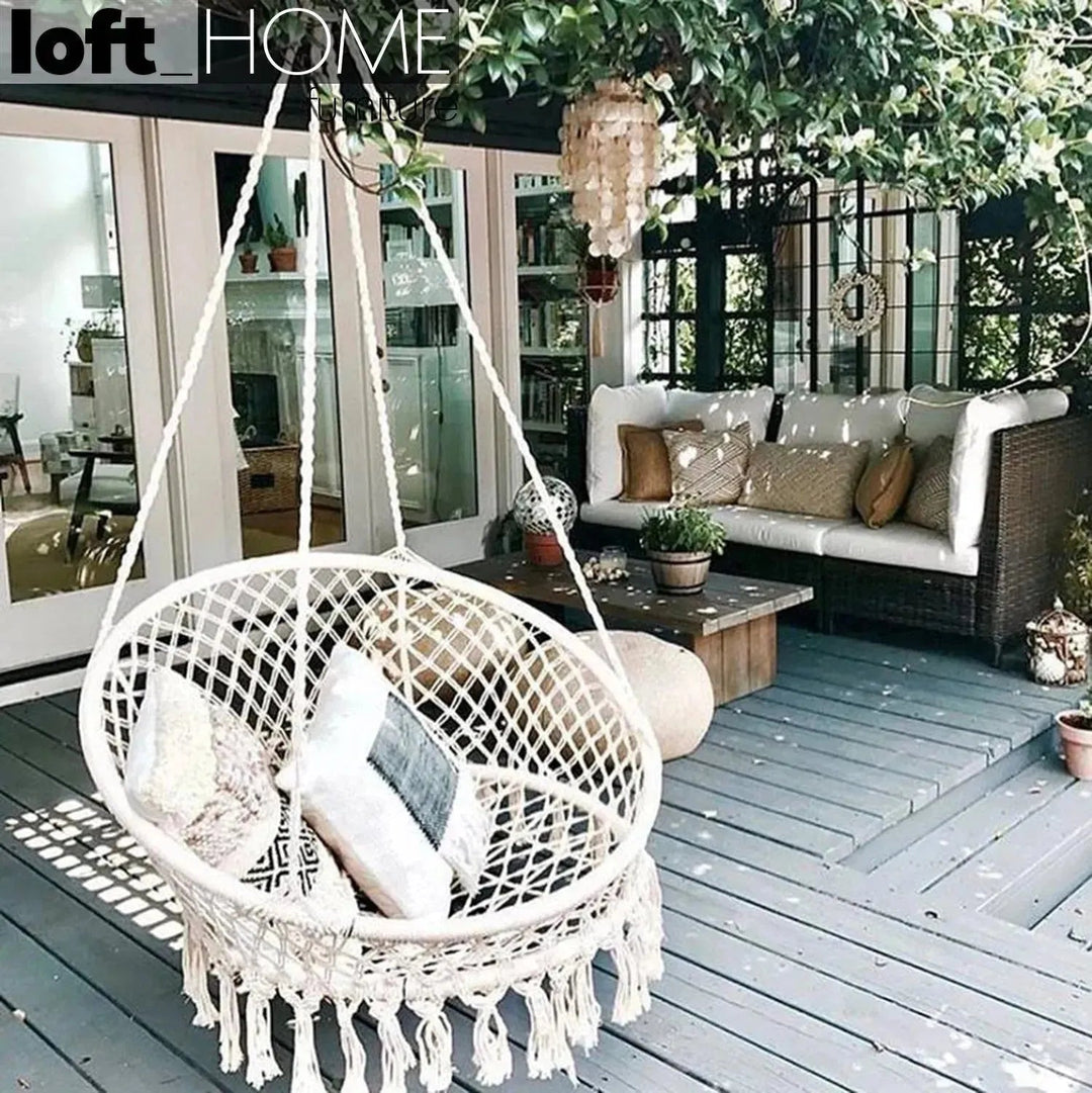Scandinavian Woven Rope Hanging Chair 1 Seater Sofa NET