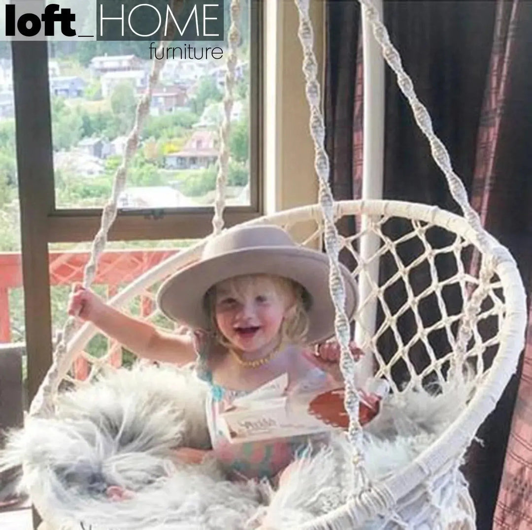 Scandinavian Woven Rope Hanging Chair 1 Seater Sofa NET