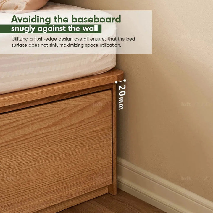 Scandinavian wood bed hemo in details.