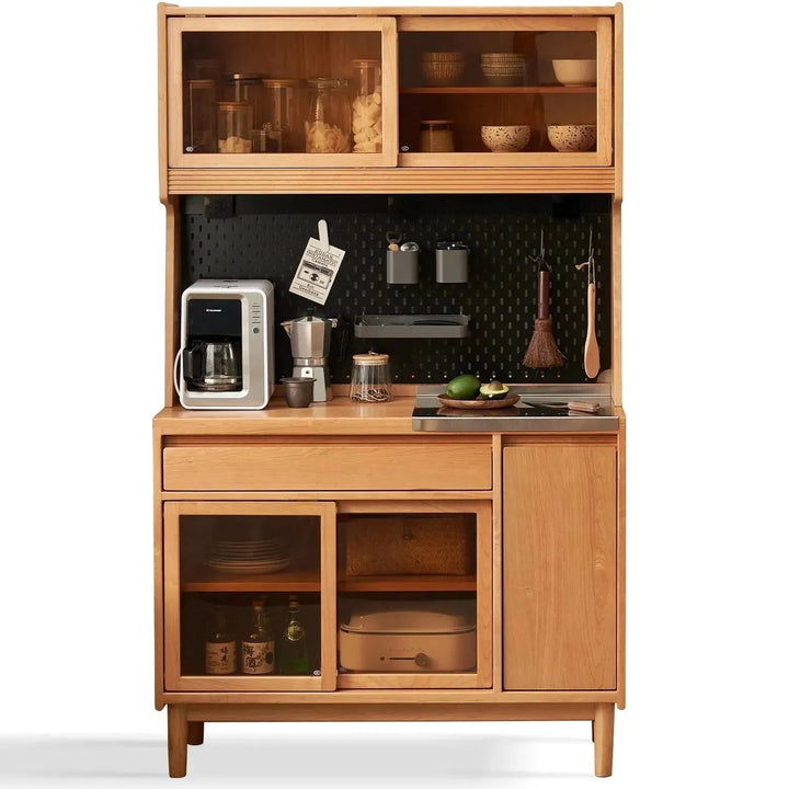Scandinavian wood cabinet cherry retro in white background.