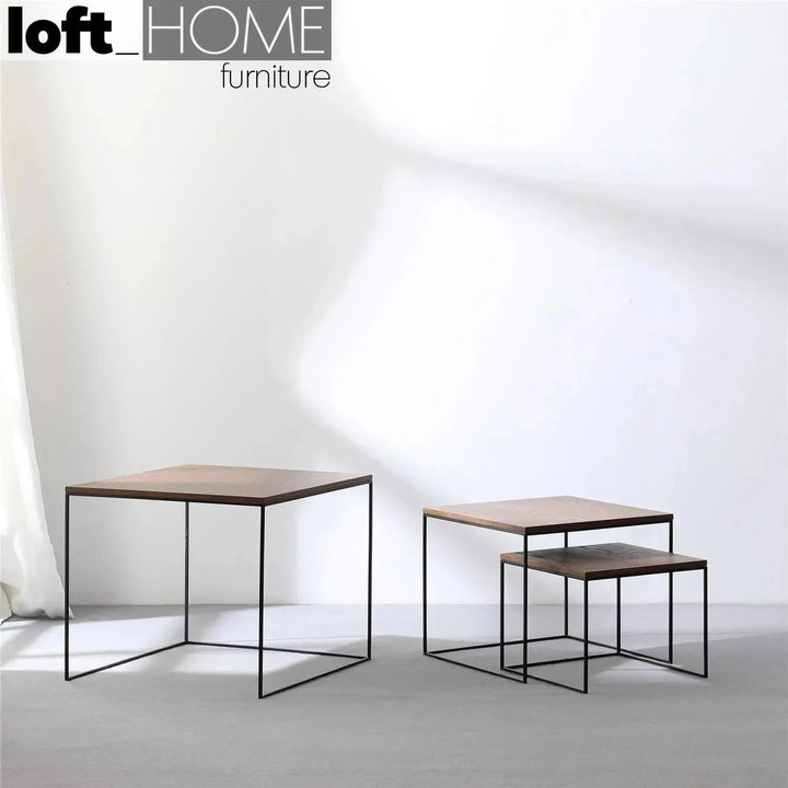 Industrial Wood Coffee Table 3pcs Set DVEIN