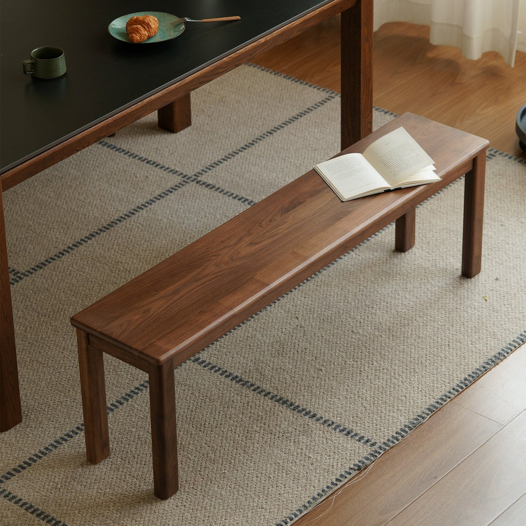 Scandinavian wood dining bench axel in real life style.