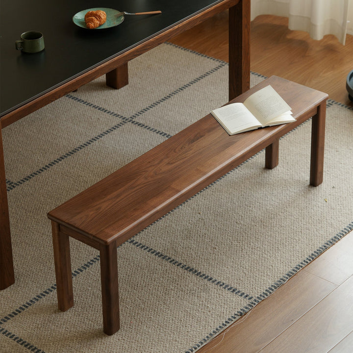 Scandinavian wood dining bench axel in real life style.