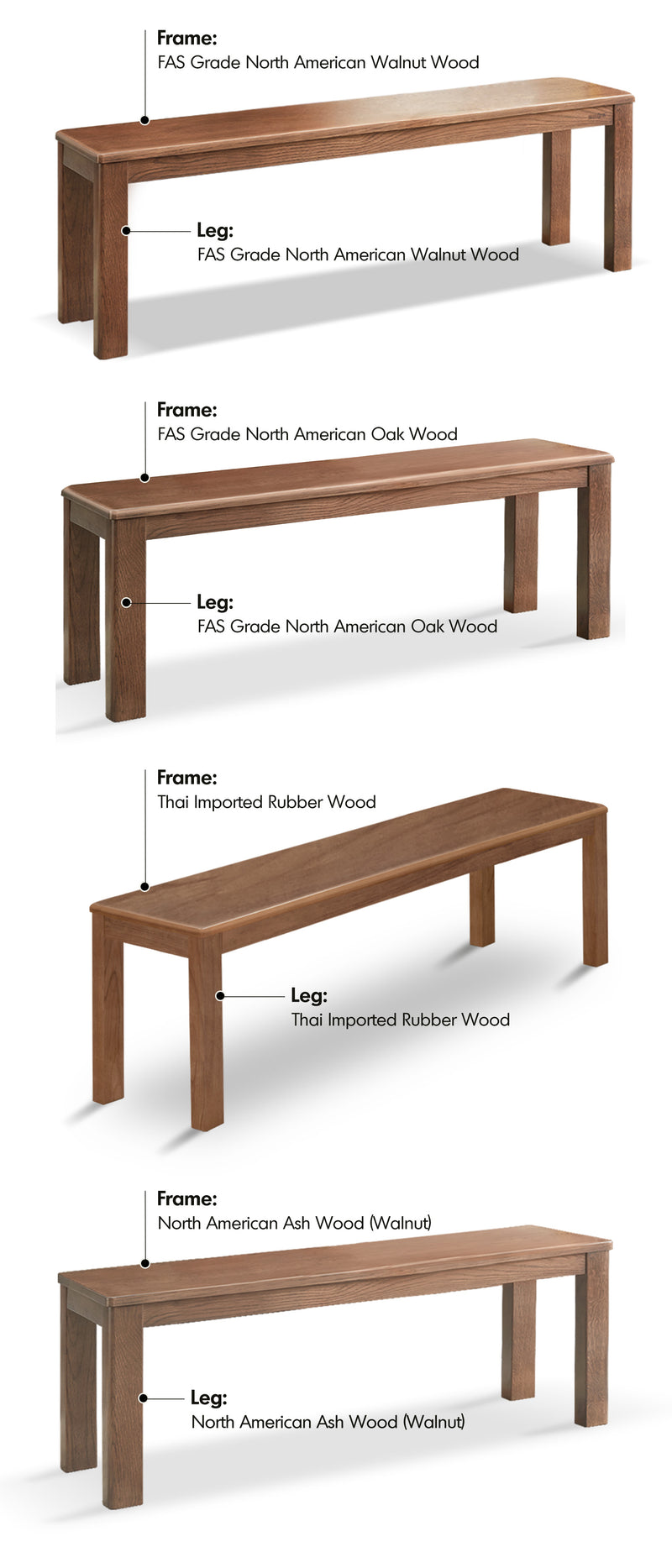more material details of Scandinavian Wood Dining Bench AXEL