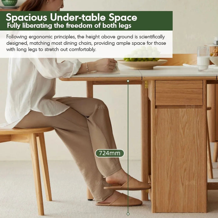 Scandinavian Wood Foldable Extendable Dining Table HEMU