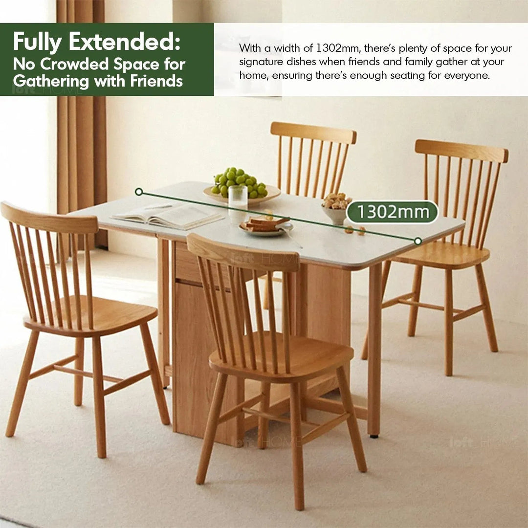 Scandinavian wood foldable extendable dining table hemu in real life style.