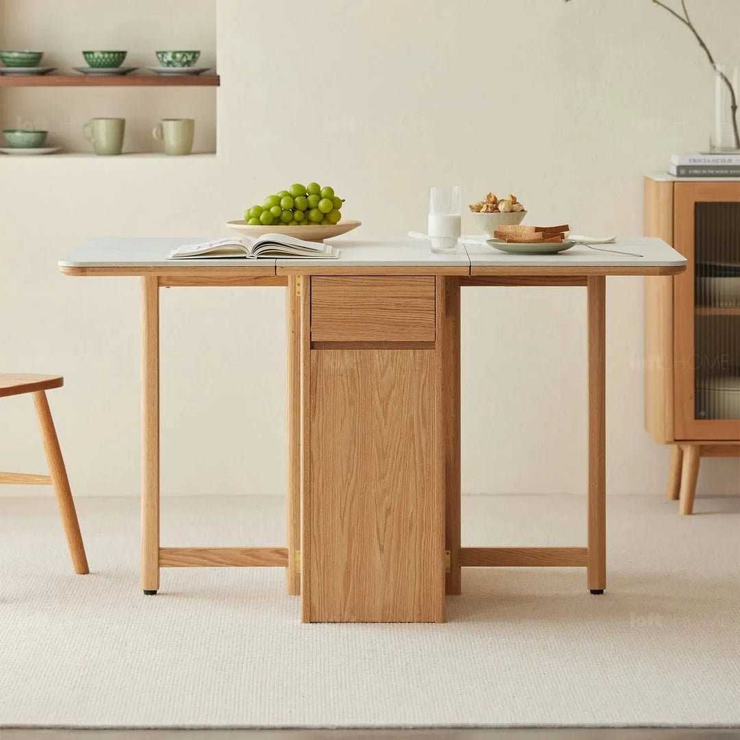 Scandinavian wood foldable extendable dining table hemu detail 4.