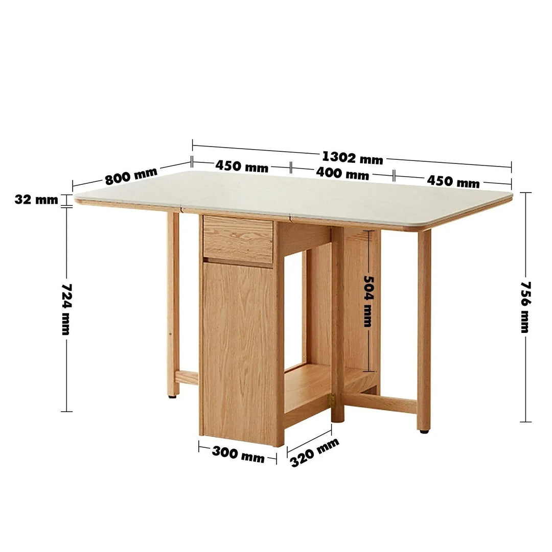 Scandinavian Wood Foldable Extendable Dining Table HEMU